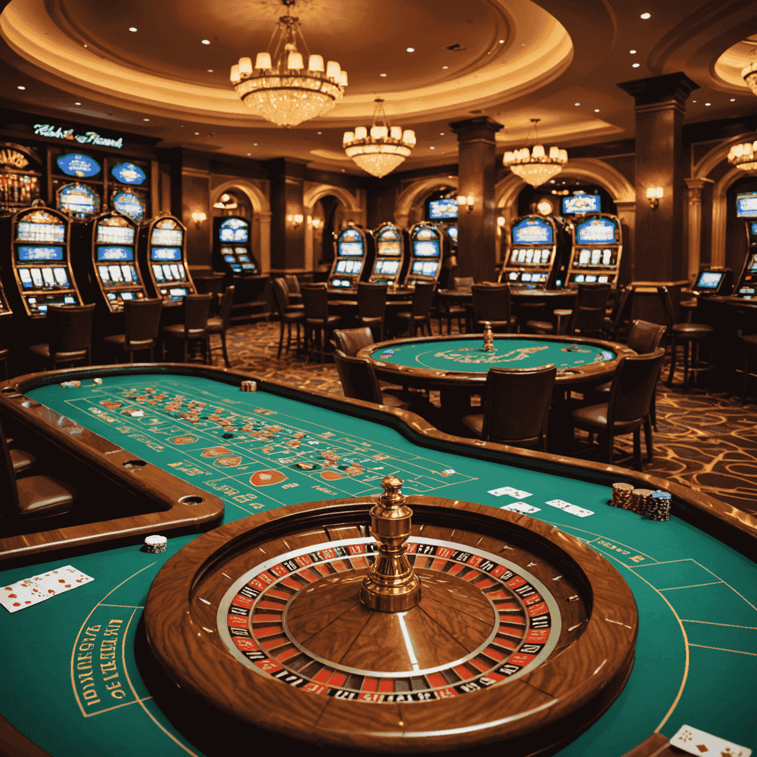 Comparison of free and real money casino games showing slot machines, poker tables, and roulette wheels split into two sections